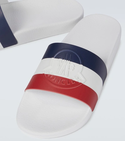 Moncler Basile Embossed Sliders In White