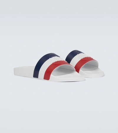 Moncler Basile Embossed Sliders In White