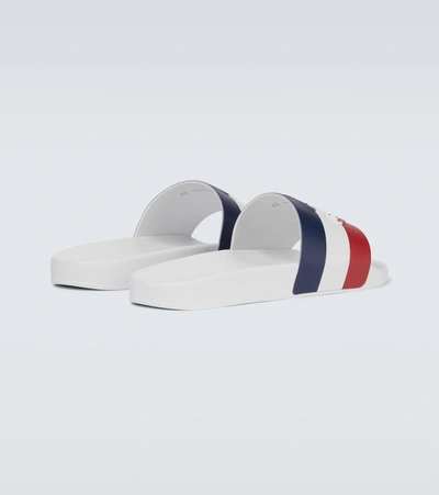 Moncler Basile Embossed Sliders In White