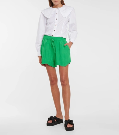 Shop Ganni Ripstop Shorts In Green