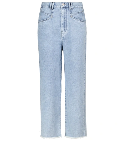 Shop Isabel Marant Dilali Frayed Cropped Jeans In Blue