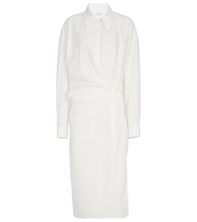 Shop Lemaire Gathered Cotton Shirt Dress In White