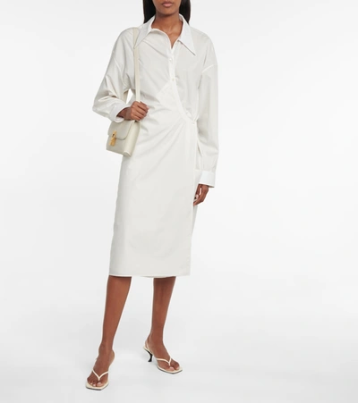 Shop Lemaire Gathered Cotton Shirt Dress In White