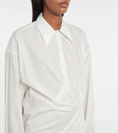 Shop Lemaire Gathered Cotton Shirt Dress In White