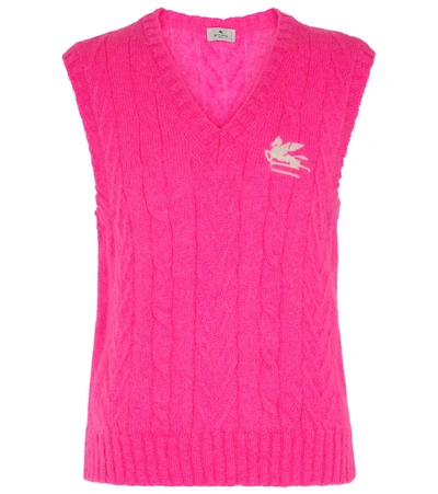 Shop Etro Mohair-blend Sweater Vest In Pink