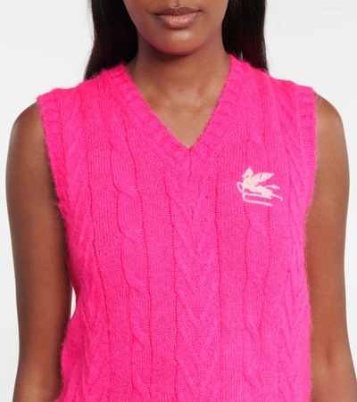Shop Etro Mohair-blend Sweater Vest In Pink