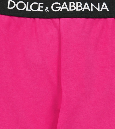 Shop Dolce & Gabbana Logo Stretch-cotton Leggings In Pink