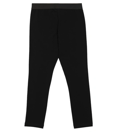 Dolce & Gabbana Logo Print Interlock Cotton Leggings In Black