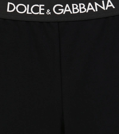 Dolce & Gabbana Logo Print Interlock Cotton Leggings In Black