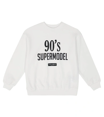 Shop Dolce & Gabbana Printed Cotton Sweatshirt In White