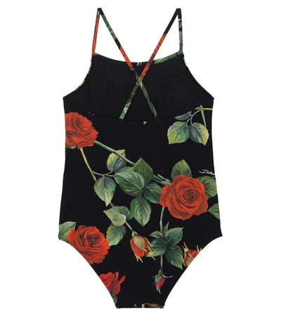Shop Dolce & Gabbana Floral Swimsuit In Black