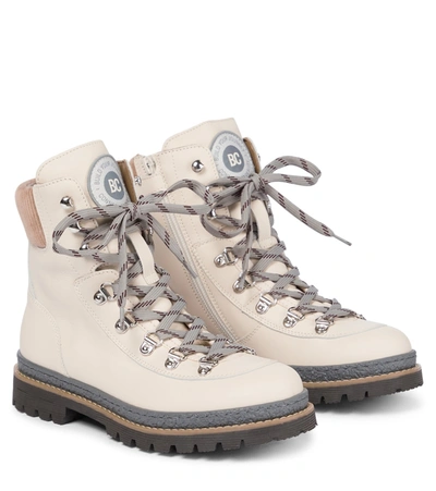 Shop Brunello Cucinelli Leather Hiking Boots In White
