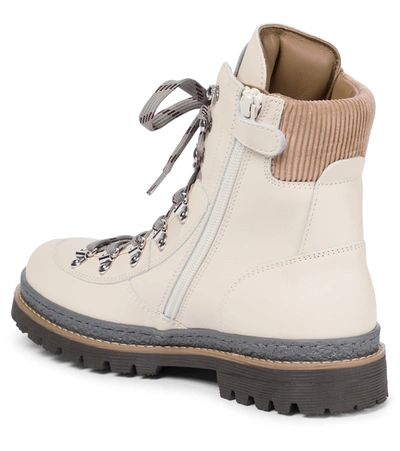 Shop Brunello Cucinelli Leather Hiking Boots In White