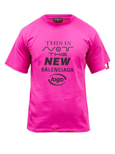 Balenciaga This Is Not Logo Distressed Small Fit Graphic Tee In Pink |  ModeSens