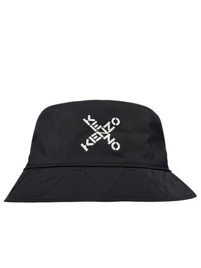 Shop Kenzo Logo Printed Reversible Bucket Hat In Black