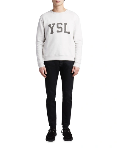 Shop Saint Laurent Men's Ysl Collegiate Sweatshirt In Black/ecru