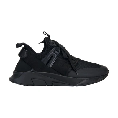 Shop Tom Ford Smooth Leather Low-top Sneakers In Full Black