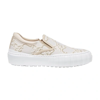 Shop Fendi Fabric Sneakers In Blanc
