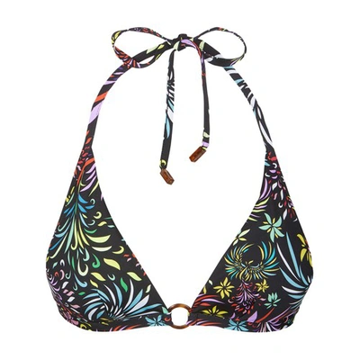 Vilebrequin Evening Birds Triangle Bikini Top In Noir