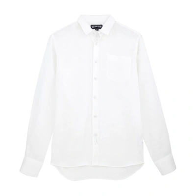 Shop Vilebrequin Linen Shirt Solid In Blanc