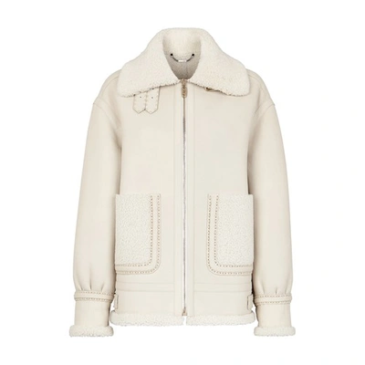 Shop Fendi Shearling Jacket In Blanc
