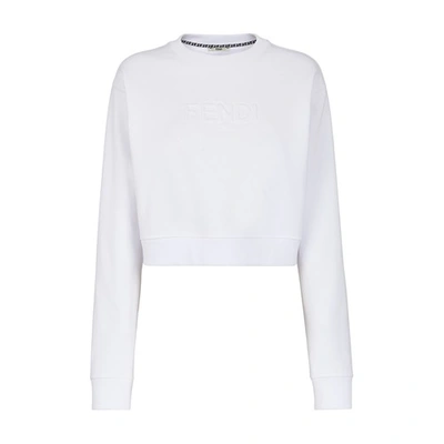 Shop Fendi Jersey Sweatshirt In Blanc
