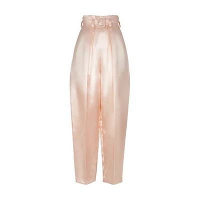 Shop Fendi Satin Trousers In Rose