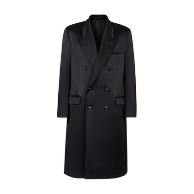 Shop Fendi Satin Coat In Noir