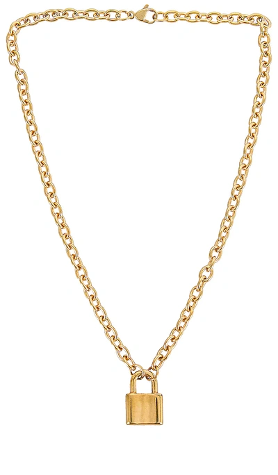 Shop Petit Moments Lock It Up Necklace In Metallic Gold