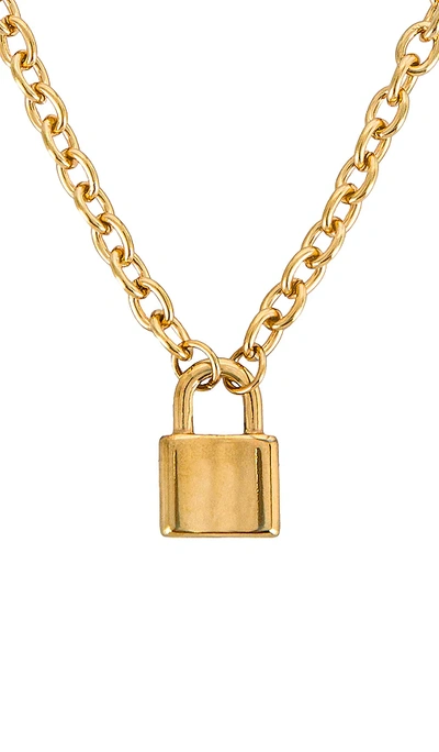 Shop Petit Moments Lock It Up Necklace In Metallic Gold