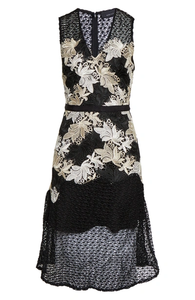 Shop Adelyn Rae Lizette Lace Midi Dress In Ivory-black