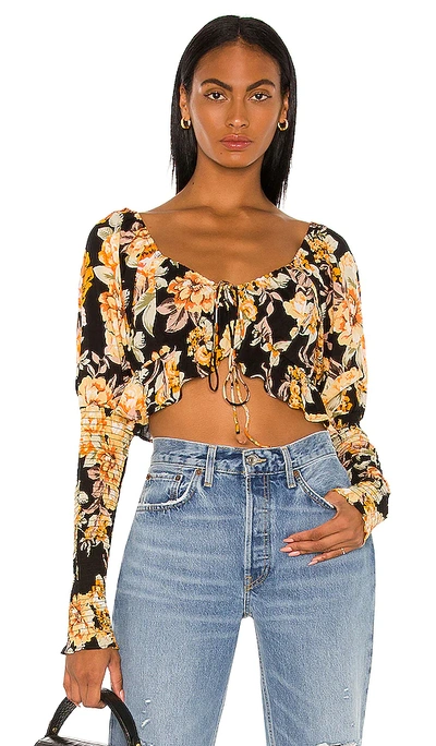 Shop Bardot Floral Tie Crop Top In Black