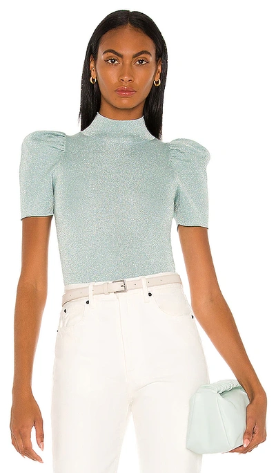 Shop Alice And Olivia Issa Puff Sweater Top In Waterfall
