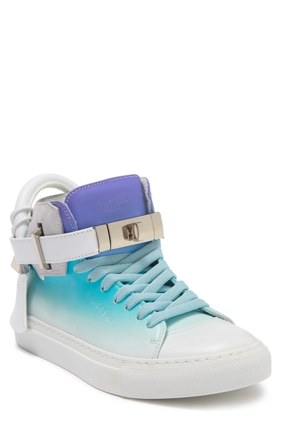Shop Buscemi 100mm Leather High Top Sneaker In Oxygen