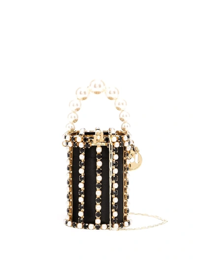 Shop Rosantica Crystal/pearl-embellished Clutch Bag In Gold