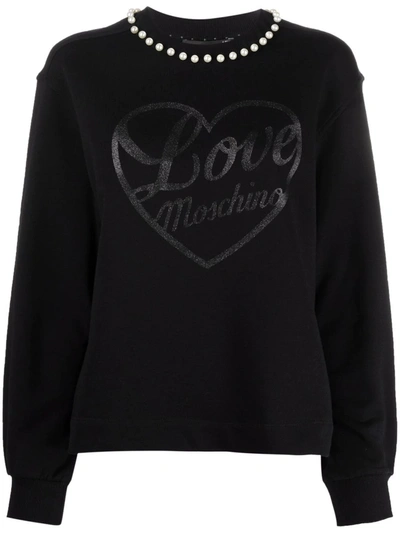Shop Love Moschino Love Print Jumper In Schwarz
