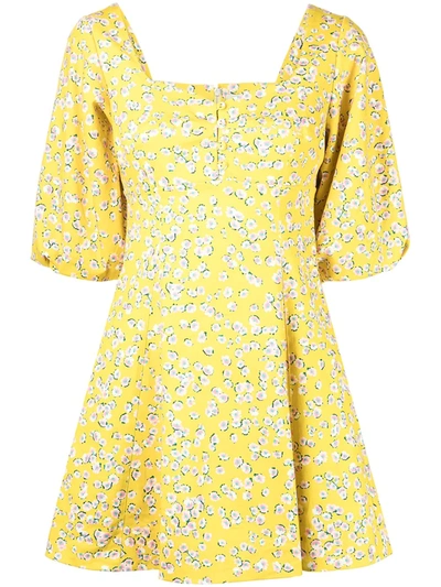 Shop Nicholas Lydia Floral-print Mini Dress In Gelb