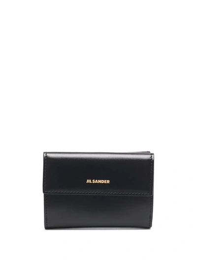 Shop Jil Sander Logo-print Trifold Wallet In Schwarz