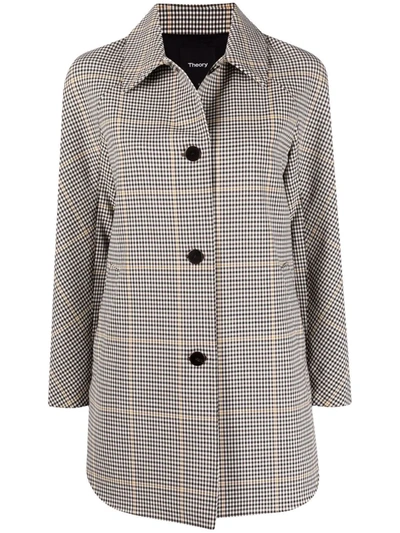 Shop Theory Plaid Car Coat In Nude