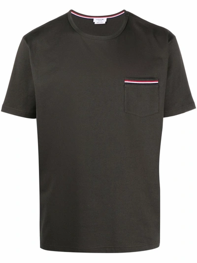 Shop Thom Browne Rwb-stripe Cotton T-shirt In Grün