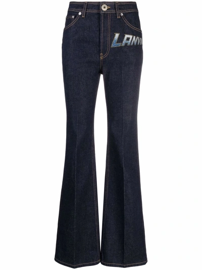 Shop Lanvin Logo-print Straight-leg Jeans In Blau