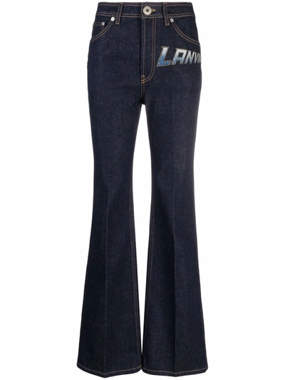Lanvin Logo-print Straight-leg Jeans In Blau