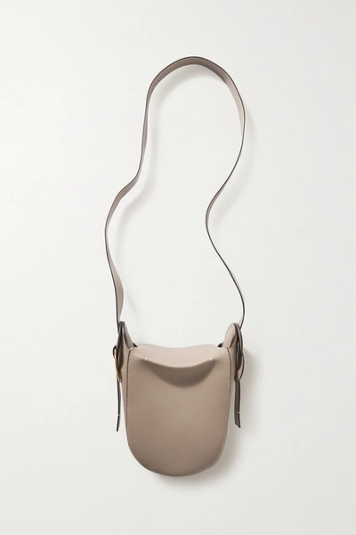 Shop Chloé Textured-leather Shoulder Bag In Gray