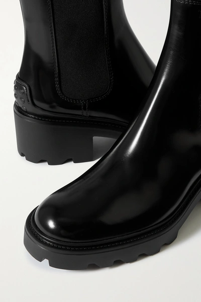 Shop Tod's Patent-leather Chelsea Boots In Black