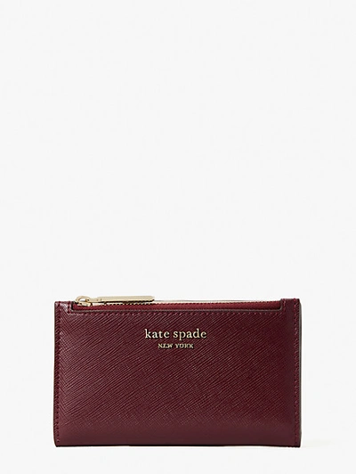 Shop Kate Spade Spencer Small Slim Bifold Wallet In Grenache