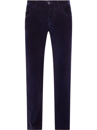 Shop Dolce & Gabbana Corduroy Straight-leg Trousers In Blau