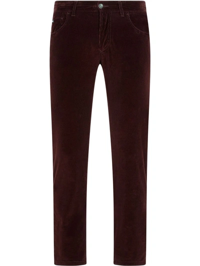 Shop Dolce & Gabbana Corduroy Straight-leg Trousers In Rot
