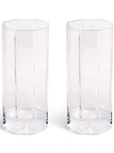 Shop Versace Medusa Lumiere Long Drink Glasses In Weiss