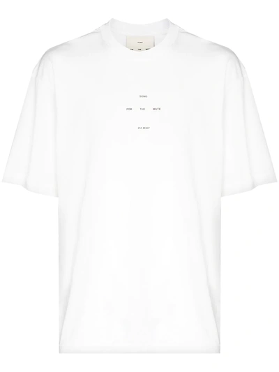 Shop Song For The Mute Logo Print Crew Neck T-shirt In Weiss