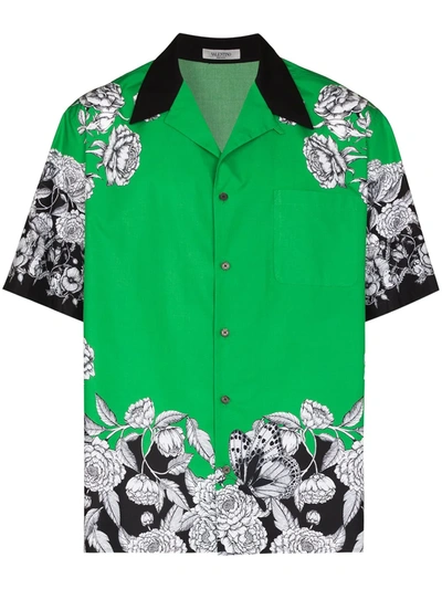 Shop Valentino Bloom-print Bowling Shirt In Grün